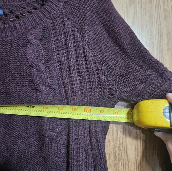 American Eagle Cotton/wool Women's Crochet Knit Cottagecore Sweater Plum Size M - Picture 5 of 7